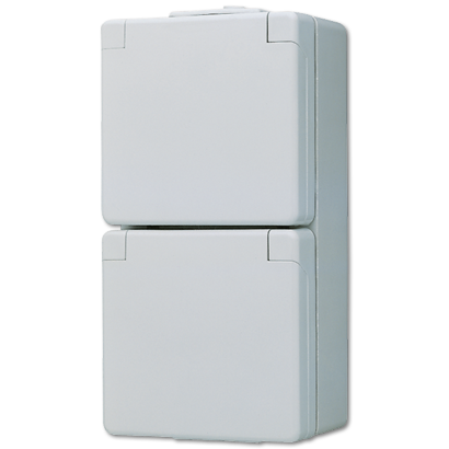 Jung 622W Schutzkontakt-Zwei-fach-Steckdose 250 V ~, Schraubklemmen, senkrecht, IP 44, WG 600