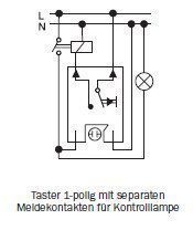 Merten MEG3154-0000 Taster-Einsatz mit separatem Meldekontakt, Schließer 1-polig , 10 A, AC 250 V, Steckklemmen