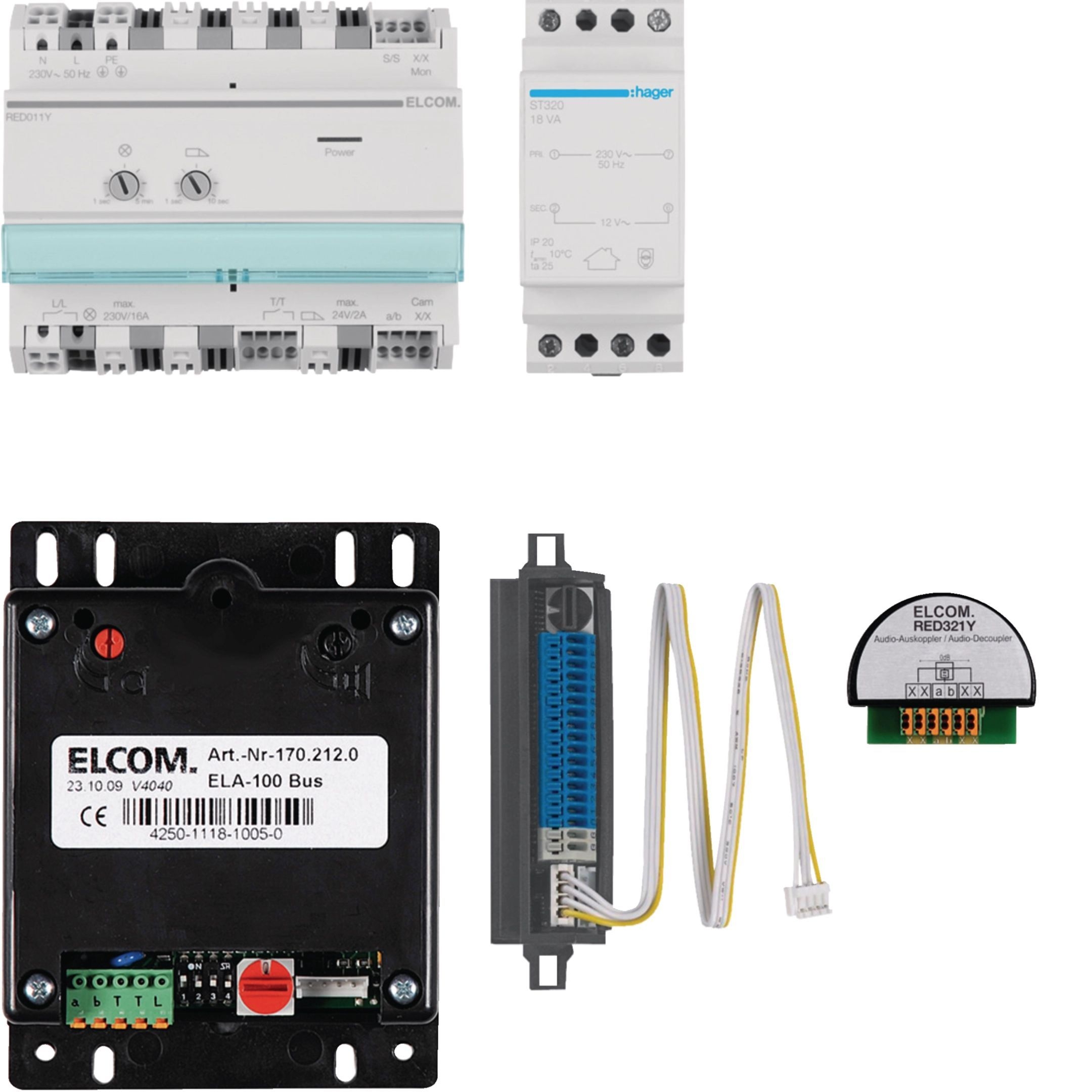 Elcom REK009Y Audio Kit Basic, 2-Draht, 1 bis 16 Teilnehmer (BTE-116) für Türsprechanlagen