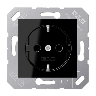 Jung CD5120BFSW Schutzkontakt-Steckdose, 16 A 250 V ~, Thermoplast, 50 x 50 mm, schwarz