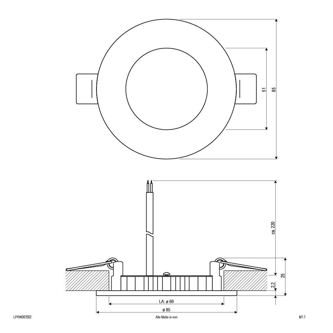 EVN LPRW083502 LED-Einbaupanel Einbaustrahler 5W/350mA starr