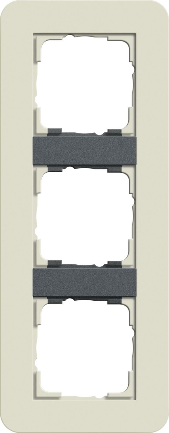 Gira 0213427 Abdeckrahmen 3-fach, Gira E3, sand Soft-Touch mit Trägerrahmen anthrazit