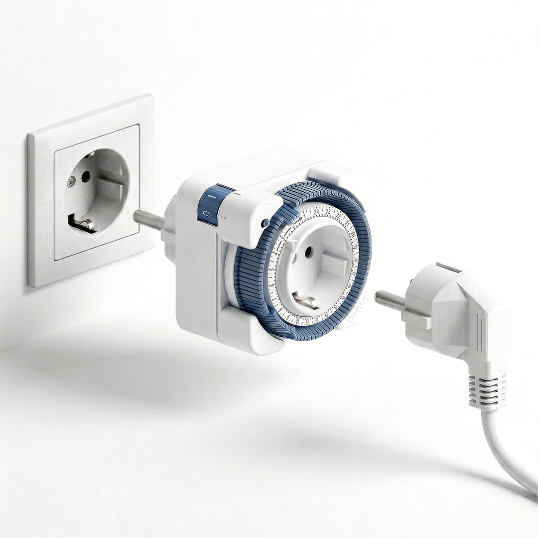 Theben 0260030 theben-timer 26 Analoge Zeitschaltuhr für den Innenbereich,1 Kanal, Steckdosen-Schaltuhr, Zeitprogrammstecker, bis zu 400 W LED Schaltleistung, Schaltzustandsanzeige