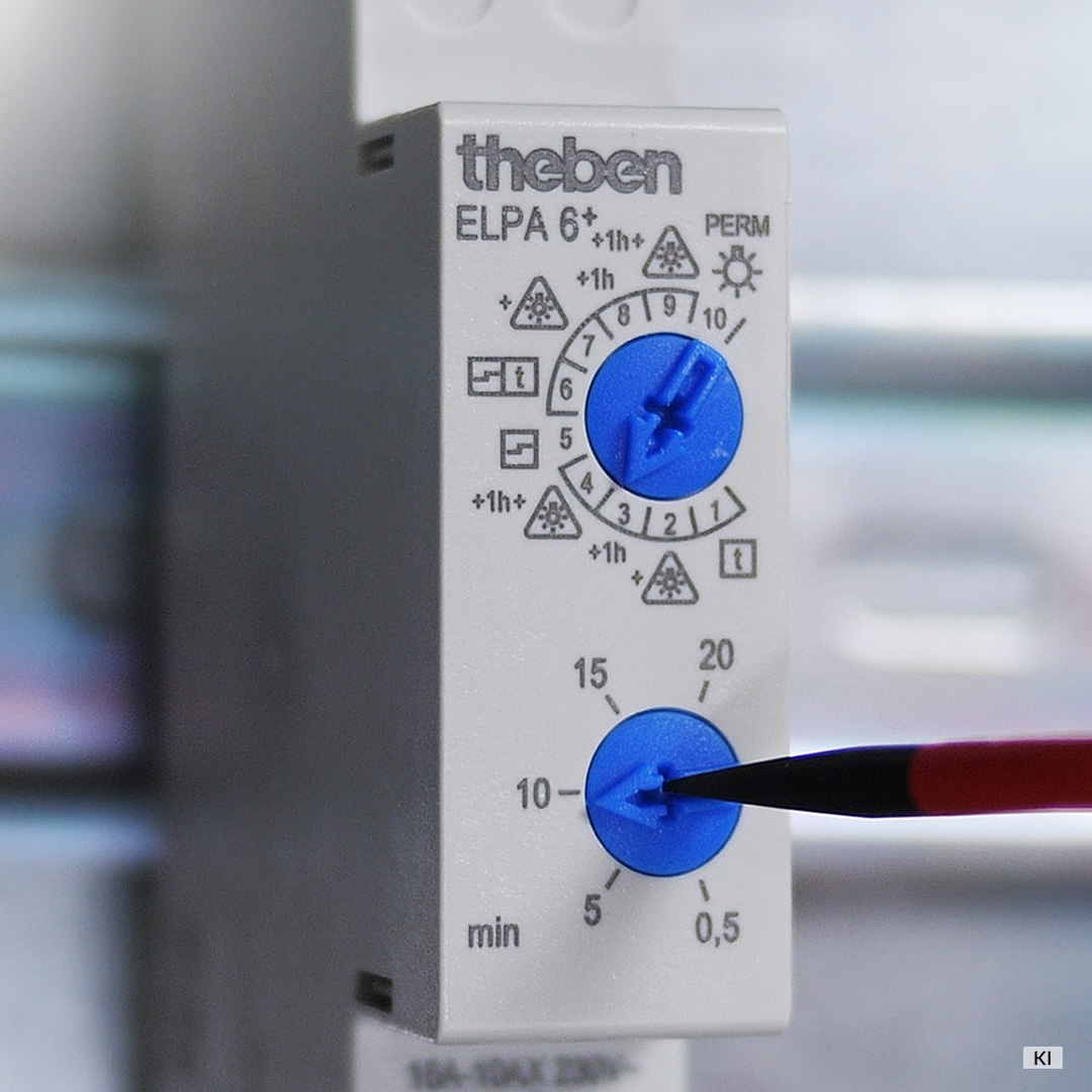 Theben 0060003 ELPA 6 plus Treppenlicht-Zeitschalter elektronisch, TLZ, mehrere Ausschaltvorwarnungen, Multifunktion (10), sofort nachschaltbar, Dauerlicht, 600 W LED, Langzeit, vorzeitig abschaltbar