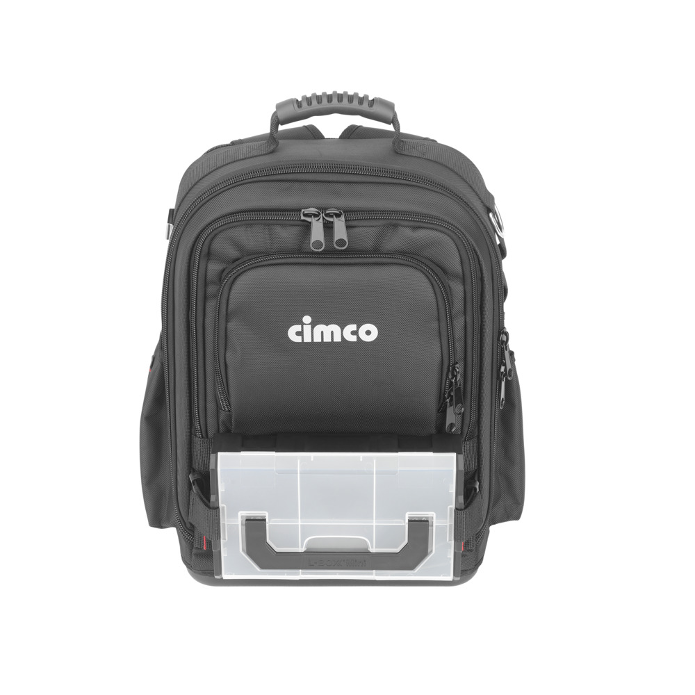 Cimco 17 0425 Werkzeug Rucksack ERGO-XL30, unbestückt, 4 geschützte Reißverschlussfächer, ergonomische Rückenpolsterung, mit 90 Möglichkeiten zur Befestigung, Klemmen, Stecken und Verstauen