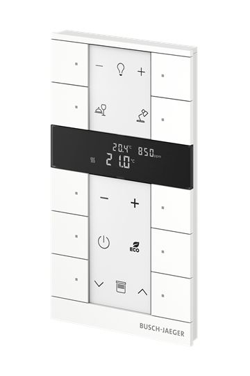 Busch-Jaeger SBR-F-10.0.11-84 Raumtemperaturregler mit Bedienfunktion, 10-fach, studioweiß glänzend, Busch-Tenton®