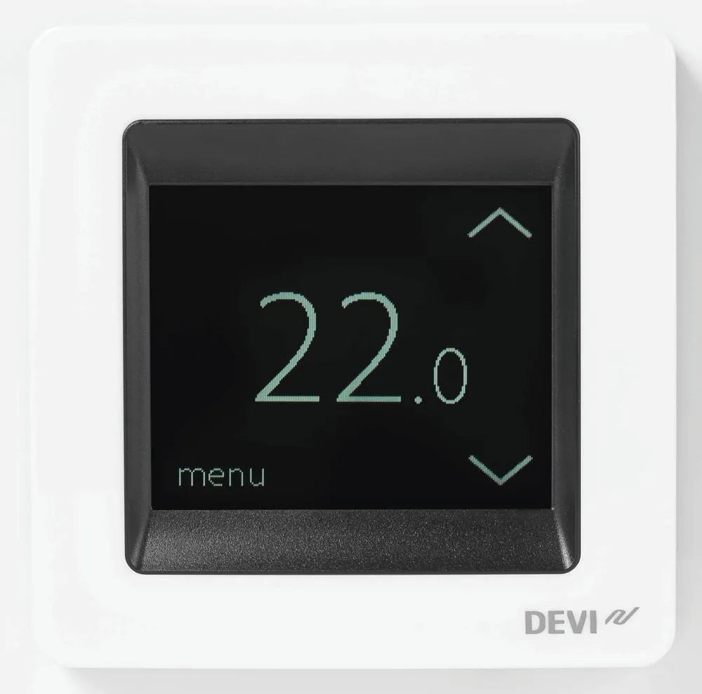 Devi 140F1071 DEVIreg™ Touch Thermostat mit Bodenfühler, mit Rahmen, polarweiß