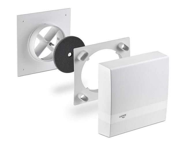 Lunos 039947 Innenblende 9/IBS mit Schallschutz, 250x250x78mm, geeignet für Rundkanal Ø 160 mm, inkl. G2, weiß