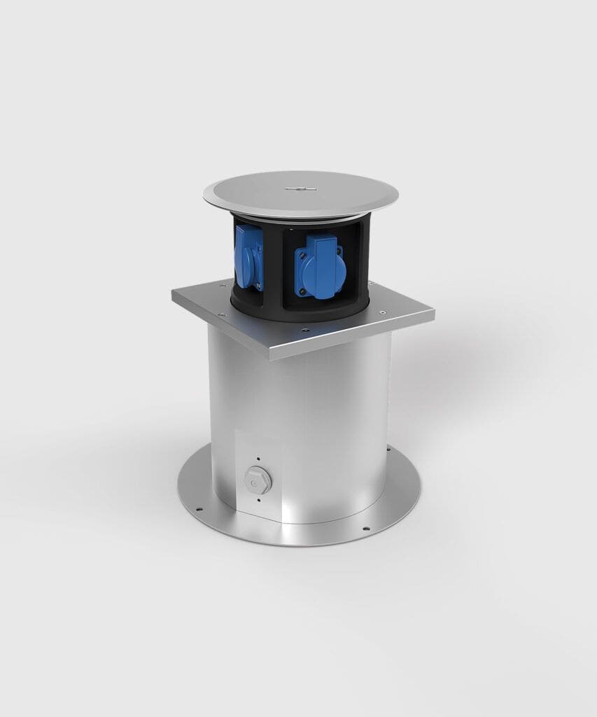 BS SV302-5-3 Senkverteiler aus salzwasserbeständigem Aluminium, 3x Schutzkontaktsteckdose, 1x CEE Adapter 16A