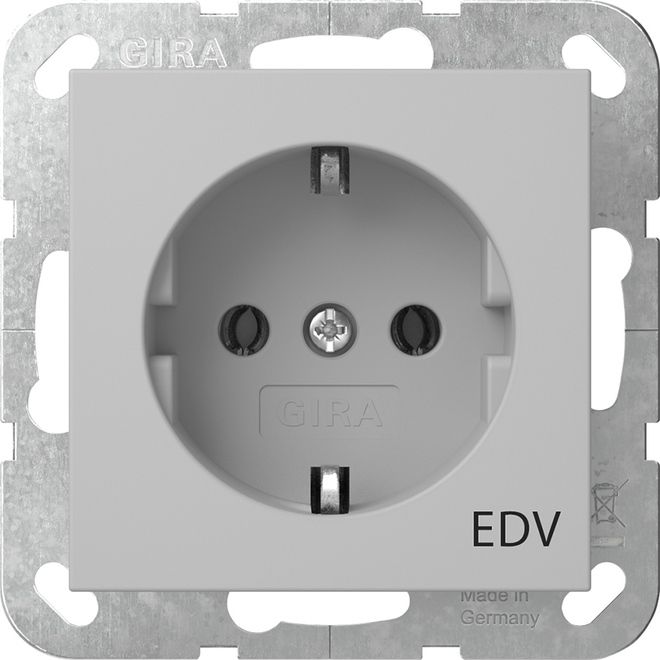 Gira 4458015 Schutzkontakt-Steckdose Aufdruck EDV System 55 Grau matt