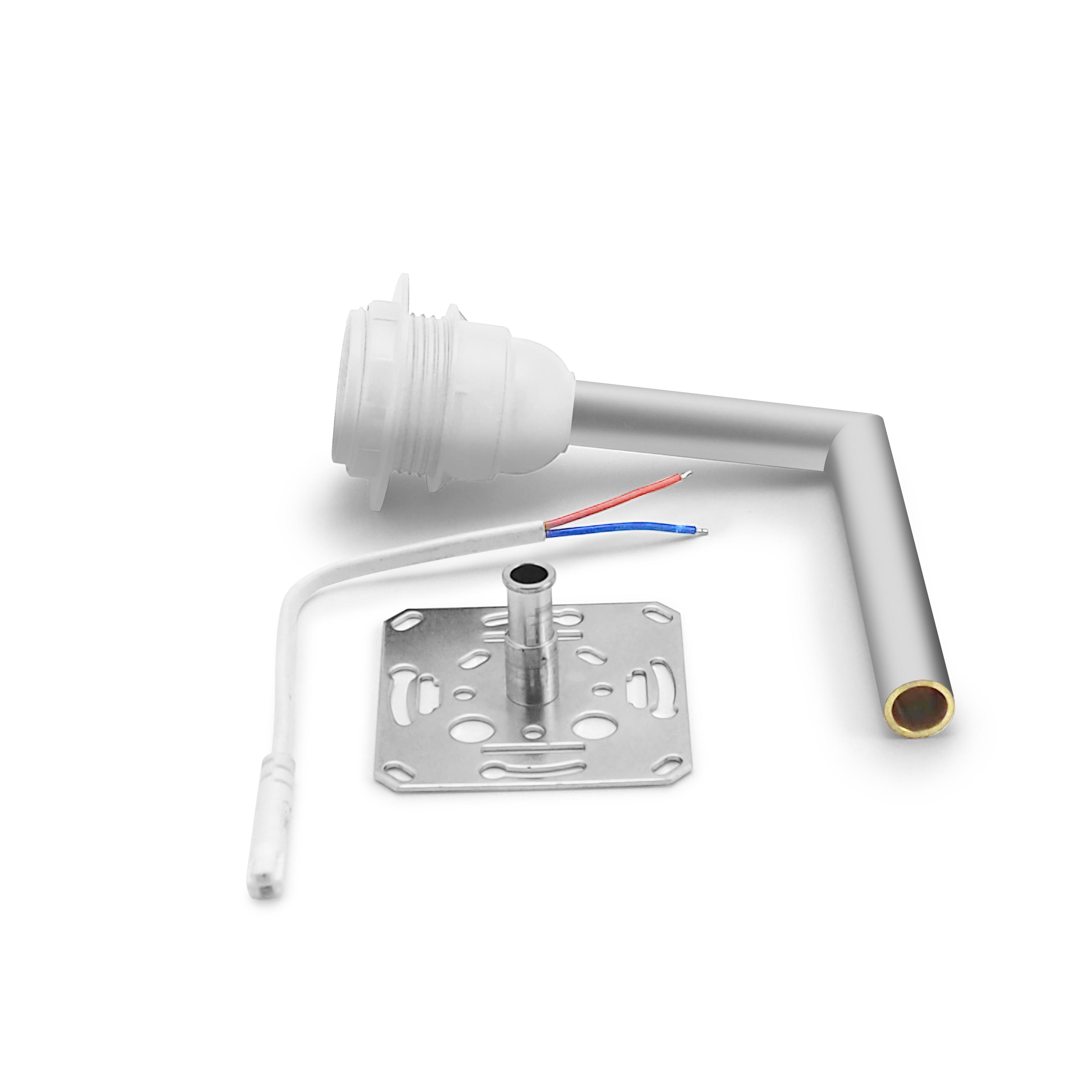 qles SLA0860 Schirmlampe 80x120mm - ohne Lampenschirm, für Merten System-M, E27/230V, Aluminium, edelmatt