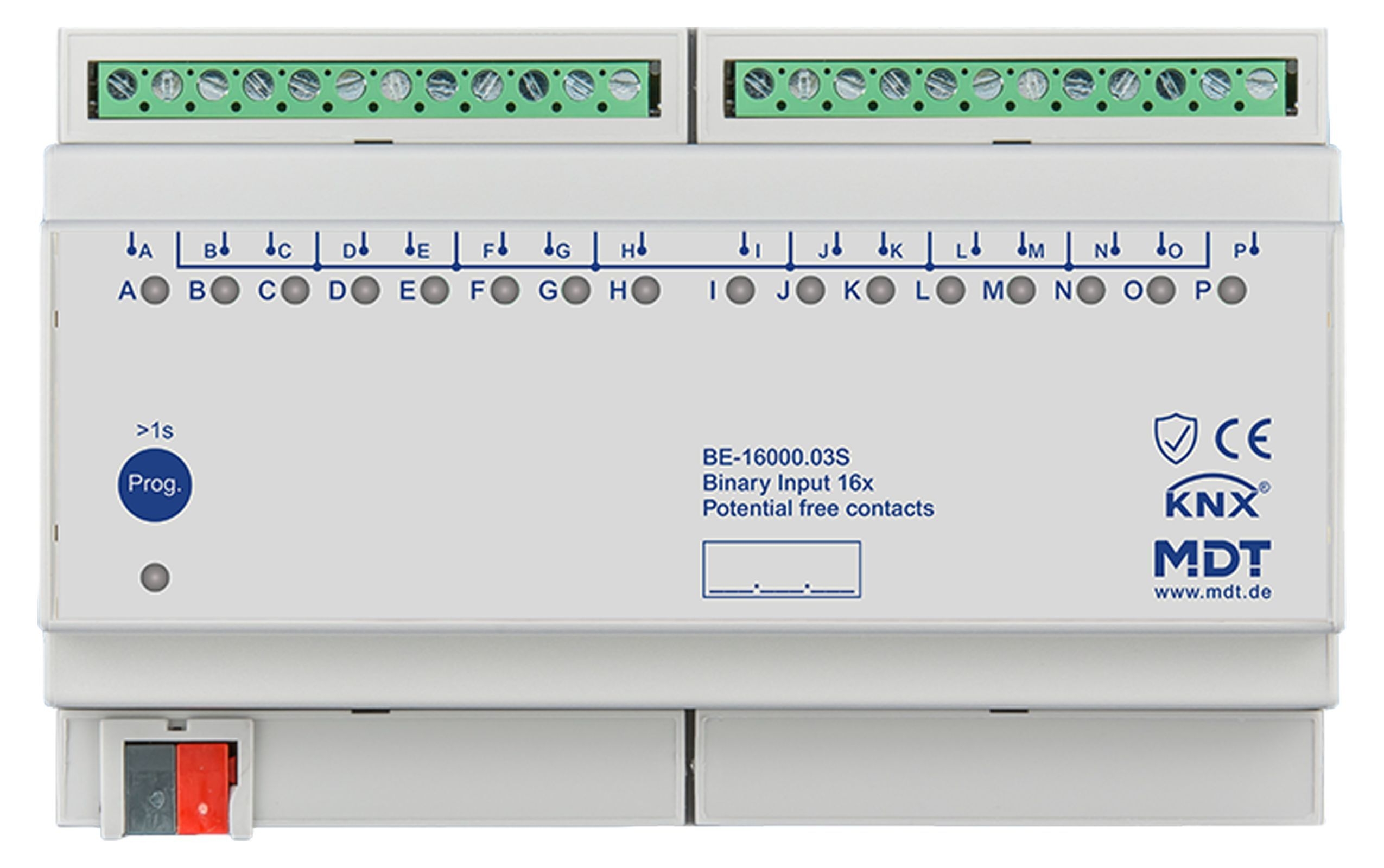 MDT BE-16000.03S KNX Binäreingang 16-fach, 8TE REG, Ausführung potentialfrei