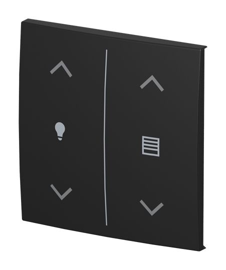 Busch-Jaeger LFDW/A.2.55.11-915 Abdeckung Wippe 2-fach, mit Symbol "Dimmen/Jalousie", Busch-Trevion, Busch-balance SI, KNX, schwarz matt