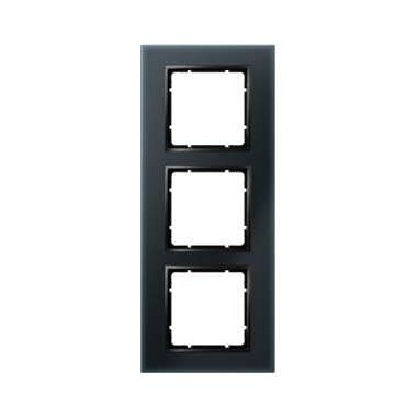 Berker 10136616 Glasrahmen 3-fach, B.7, Glas schwarz/anthrazit matt