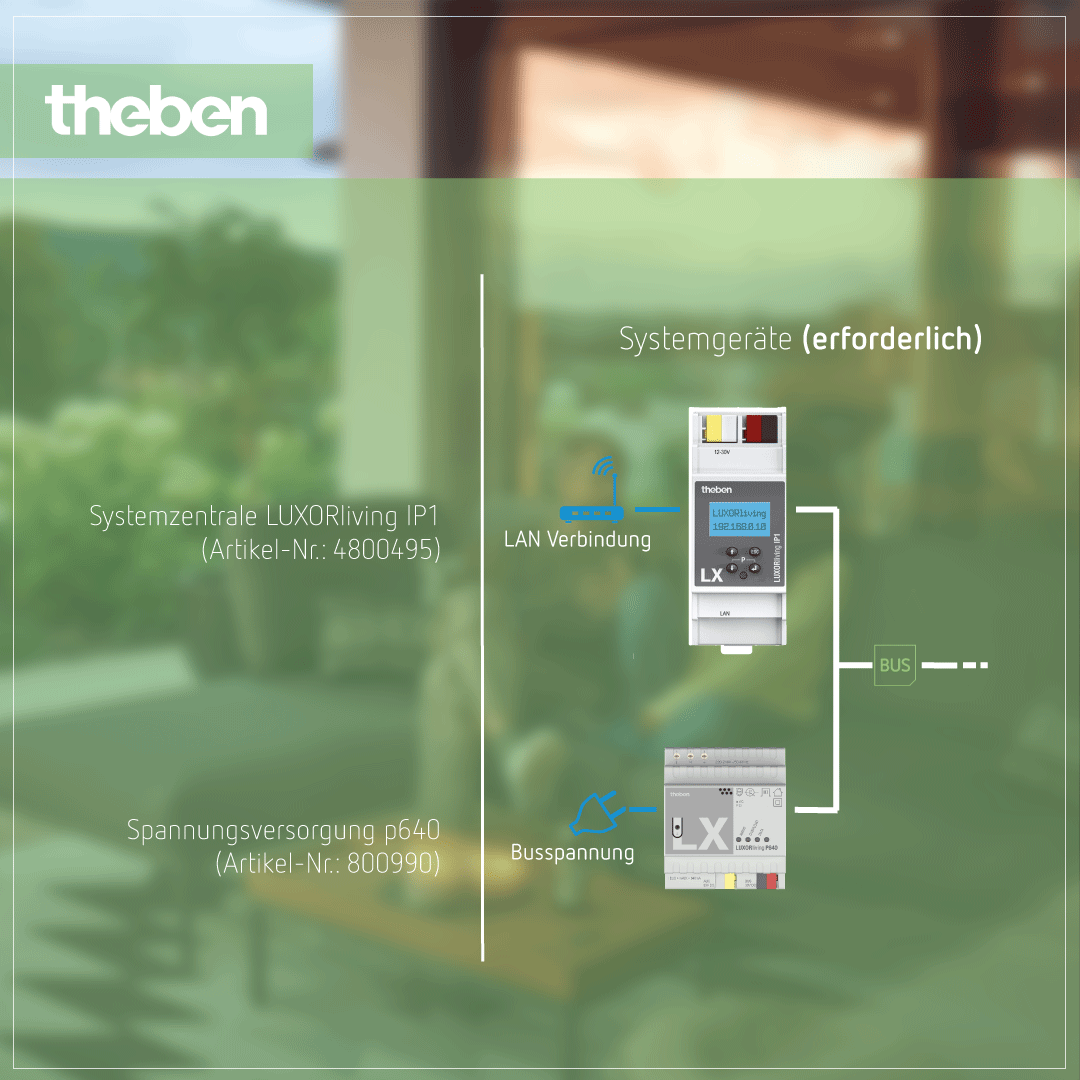 Systembasis der LUXORliving Serie – Zentrale Steuereinheit für das Smart Home-System Systembasis der Theben LUXORliving Serie zur Steuerung und Verwaltung von Smart Home-Funktionen