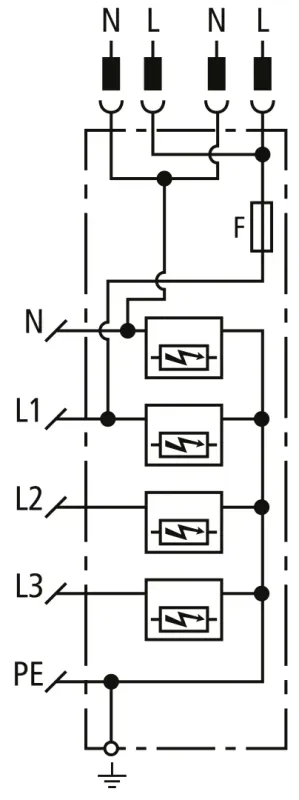 Dehn 909440 Kombi-Ableiter Typ1+2 DEHNshield, mit integrierter, überstromgeschützter Spannungsversorgung für RfZ / APZ, für TN-S-Systeme mit 4+0-Schaltung