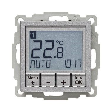 Berker 20441404 Raum- und Fußbodentemperaturregler, Schließer, mit Zentralstück, zeitgesteuert, S.1/B.3/B.7, alu matt