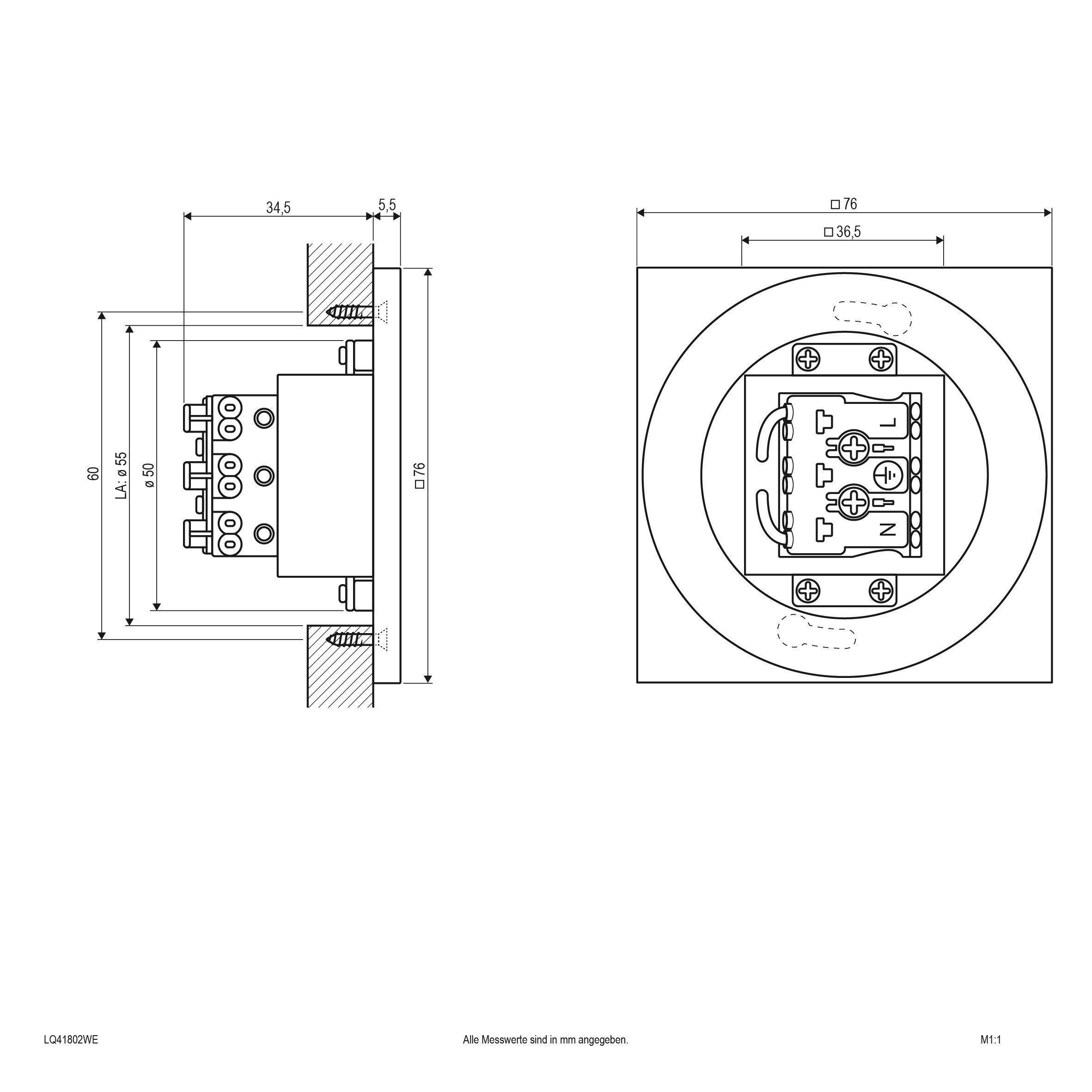 EVN LQ41802WE LED-Wandeinbauleuchte 230V/1,8W, V4A, IP44