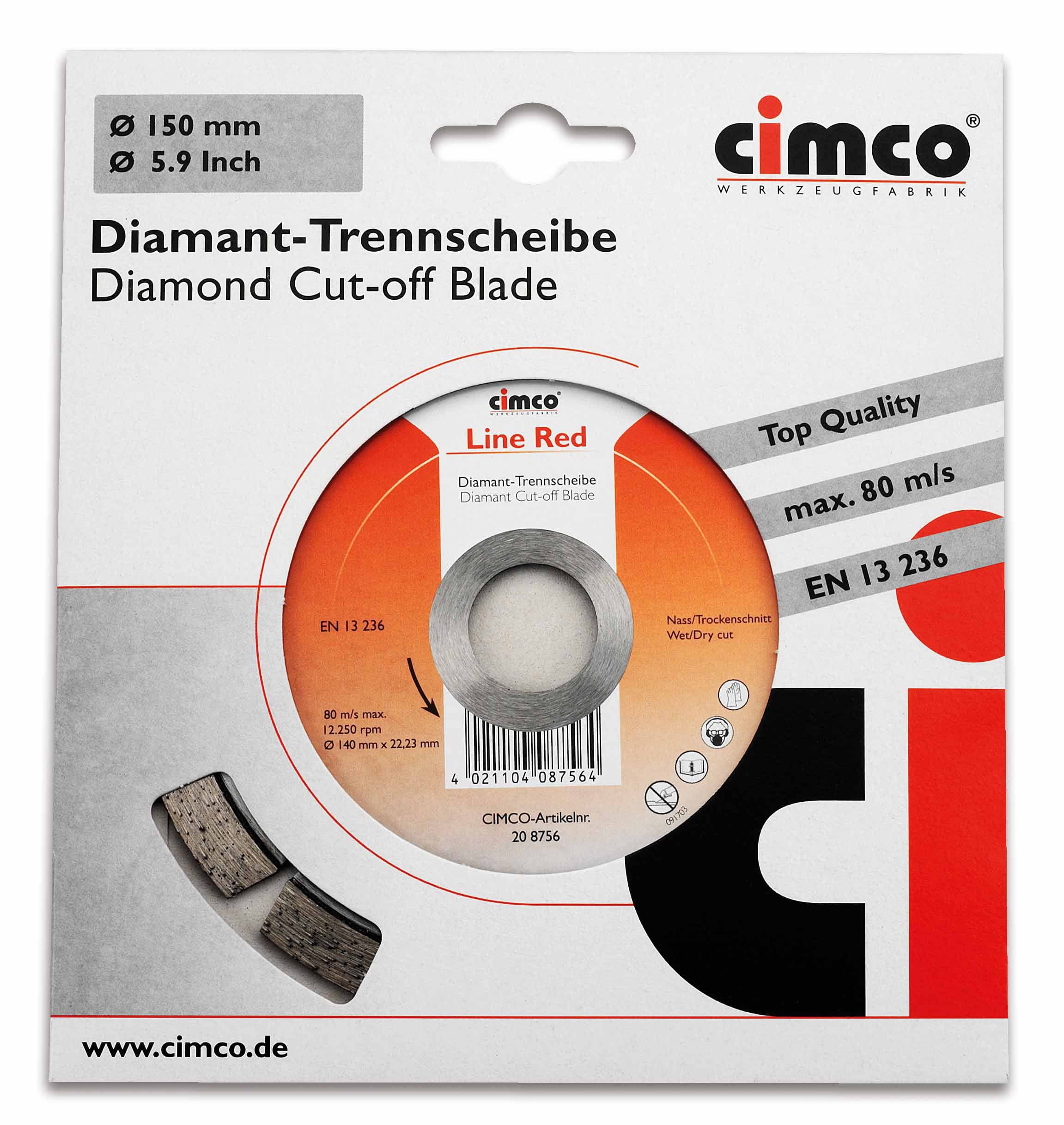Cimco 20 8756 Diamant-Trennscheibe Line Red, für Kalksandstein, Scheiben-Ø 140 mm
