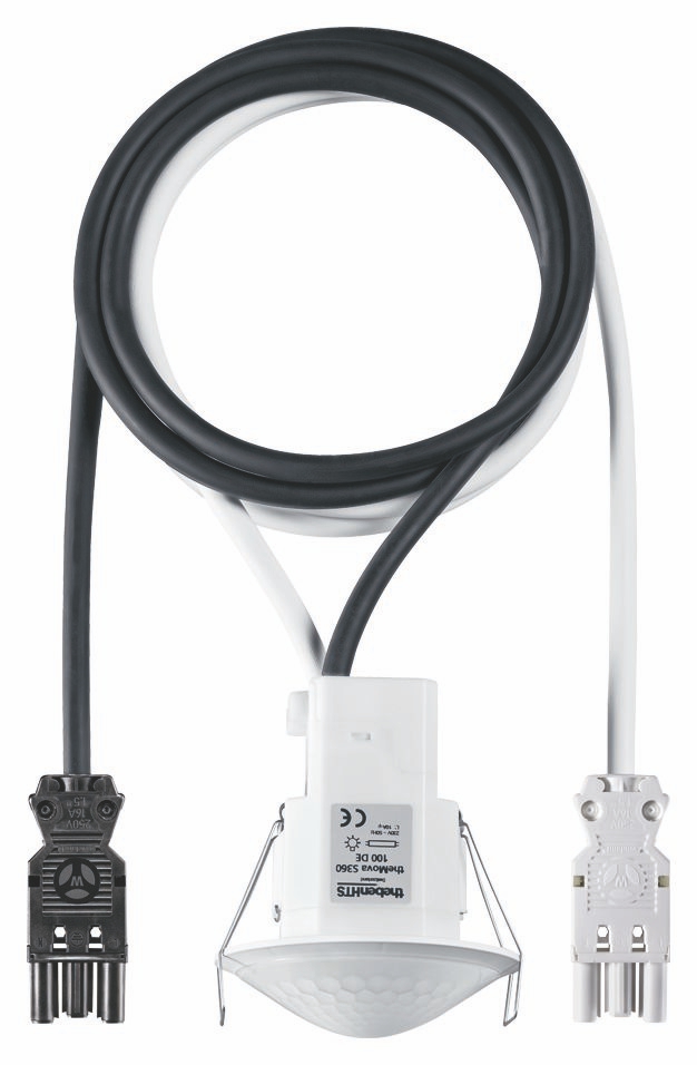 Theben 1030570 theMova S360-100 WH GST Bewegungsmelder (PIR), mit Kabel und Wieland GST18 Steckern, Erfassungsbereich 8 m, 1 x Licht