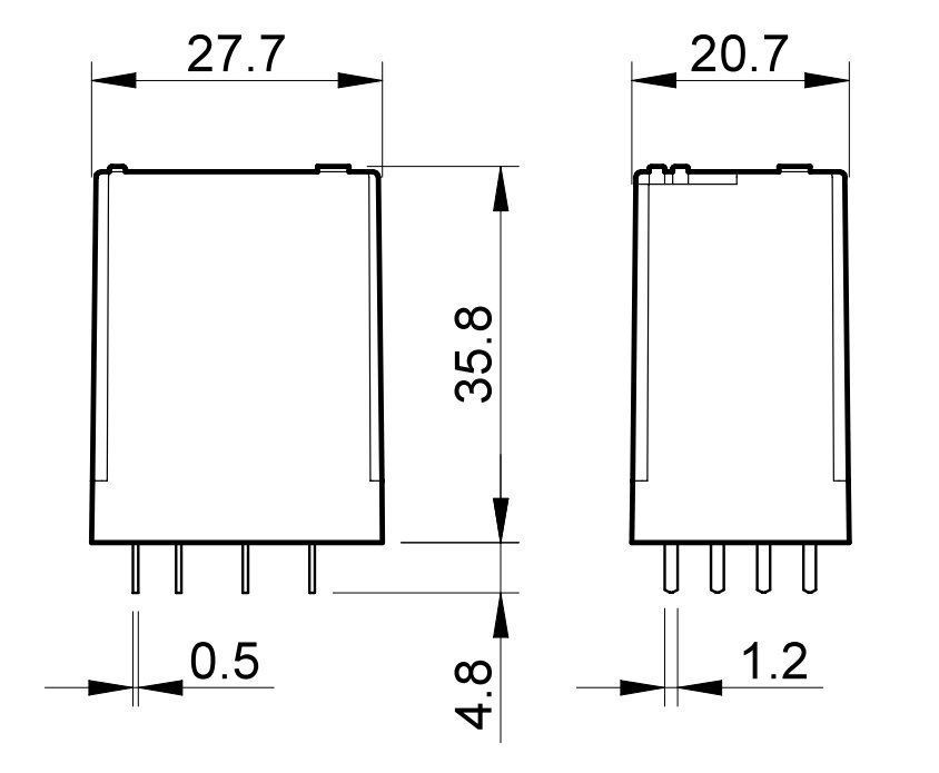 Finder 551490240000 Miniatur-Realais mit Printanschlüssen, 4 Wechsler, 7 A, Spule 24 V DC