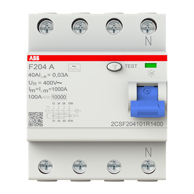 ABB F204A-40/0.03 Fehlerstrom-Schutzschalter, 4-polig, 40 A, 30 mA, Typ A, pro M compact Serie