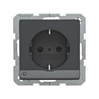 Berker 41096086 Schutzkontakt-Steckdose mit LED-Orientierungslicht und erhöhtem Berührungsschutz, Q.x, anthrazit samt
