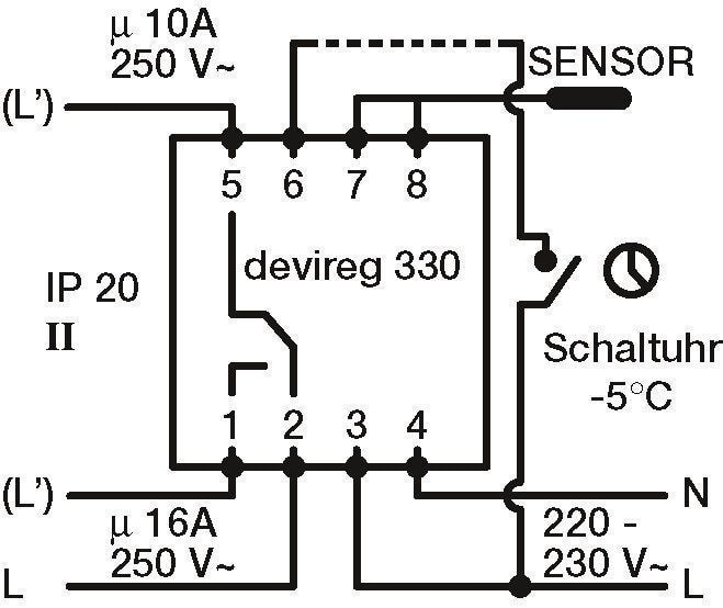 Devi 140F1070 DEVIreg 330 Thermostat mit Leitungsfühler, -10 bis +10°