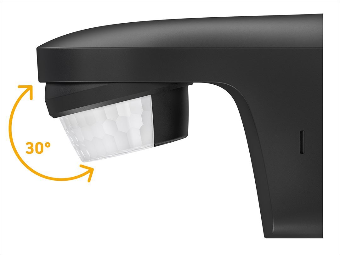 Theben 1010506 theLuxa S180 BK Bewegungsmelder 180° für Wandmontage, IP55, schwarz
