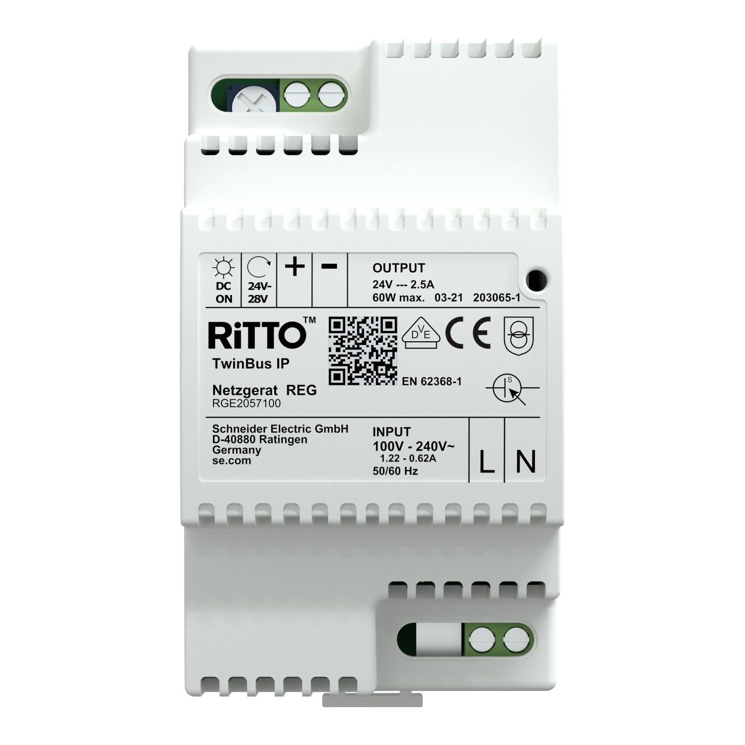 Ritto RGE2057100 Netzgerät, TwinBus IP, 24 V DC, 60 W, grau