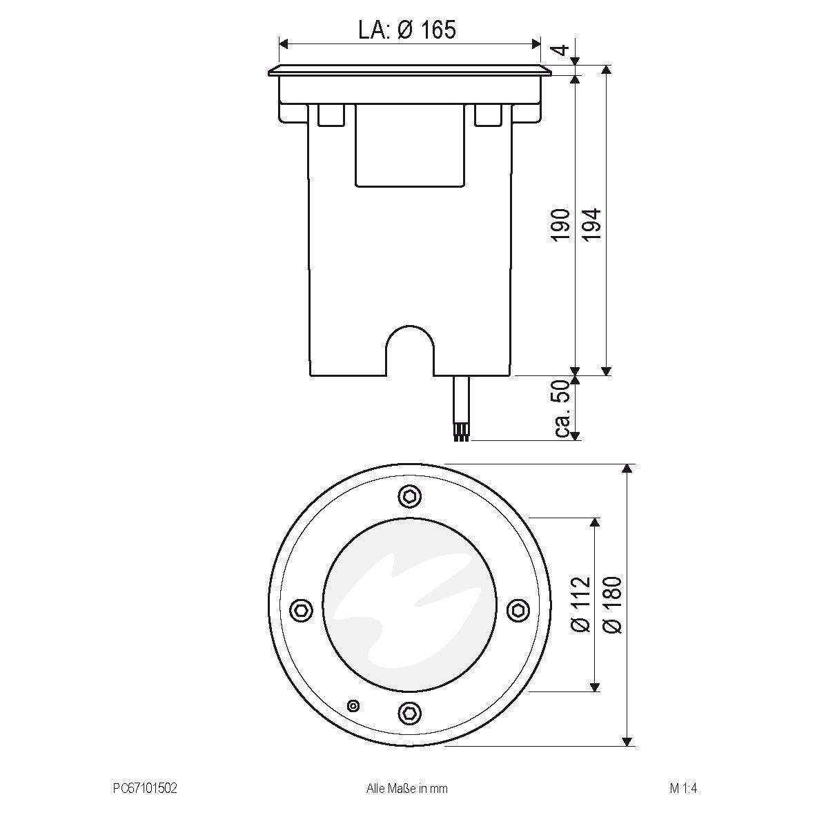 EVN PC67101502 LED Bodeneinbauleuchte rund, 180mm, 3000K