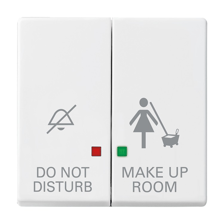 Busch-Jaeger 2058-24-44G Wippe 2-fach für Elektroniktaster mit Aufdruck "DO NOT DISTURB"/"MAKE UP ROOM", Zimmereinheit, studioweiß matt