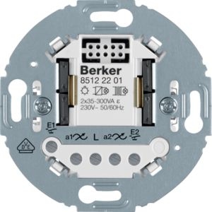 Berker 85122201 Universal-Schalteinsatz 2-fach 2-Draht Tragring rund Serie 1930/Serie Glas/R.classic/S.1