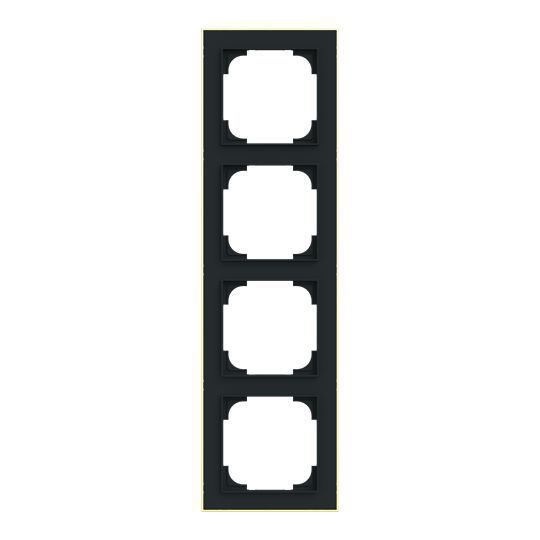 Busch-Jaeger 1724-453M Abdeckrahmen 4-fach mit Dekorring, Busch-art linear, schwarz matt / gold matt