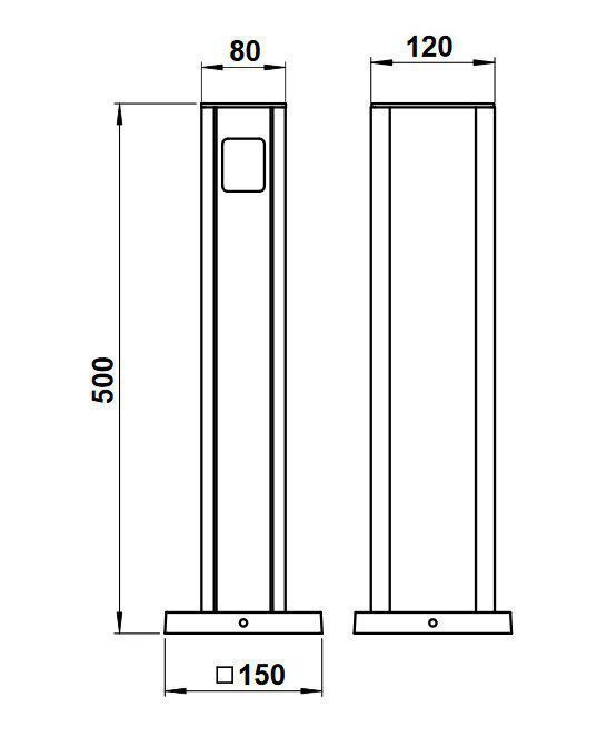 Albert 662105 Steckdosensäule mit 2 Steckdosen, Höhe 500mm, schwarz