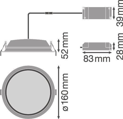 LEDVANCE Downlight 14W, warmweiß, nicht dimmbar, für Ø150mm, IP44