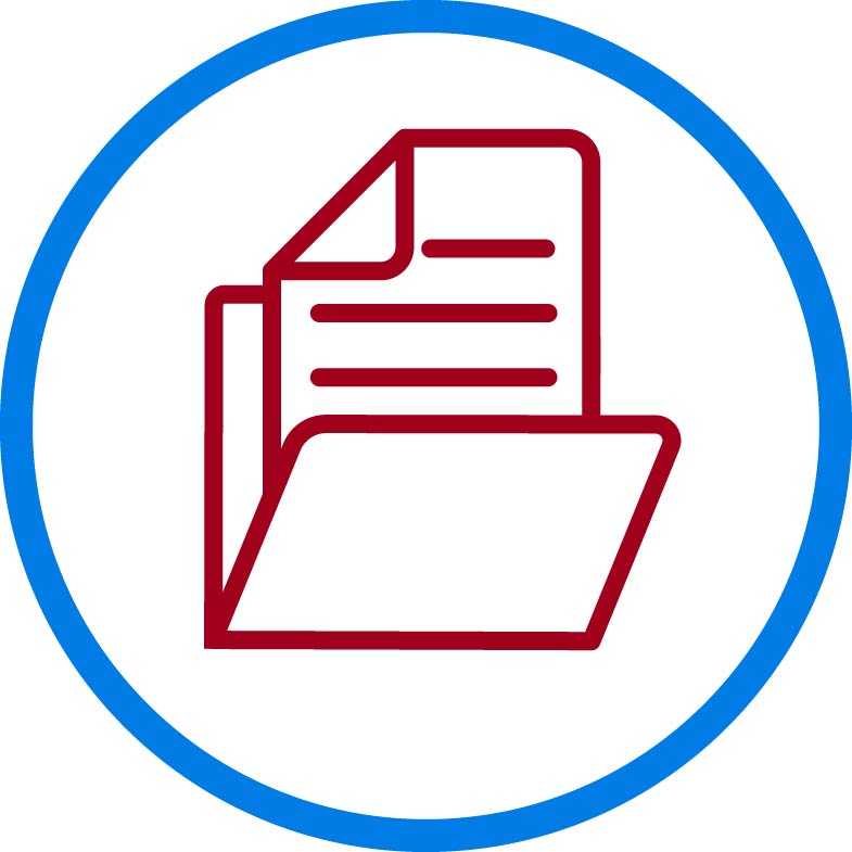 Zuschuss beantragen Icon Dokument in einem Ordner