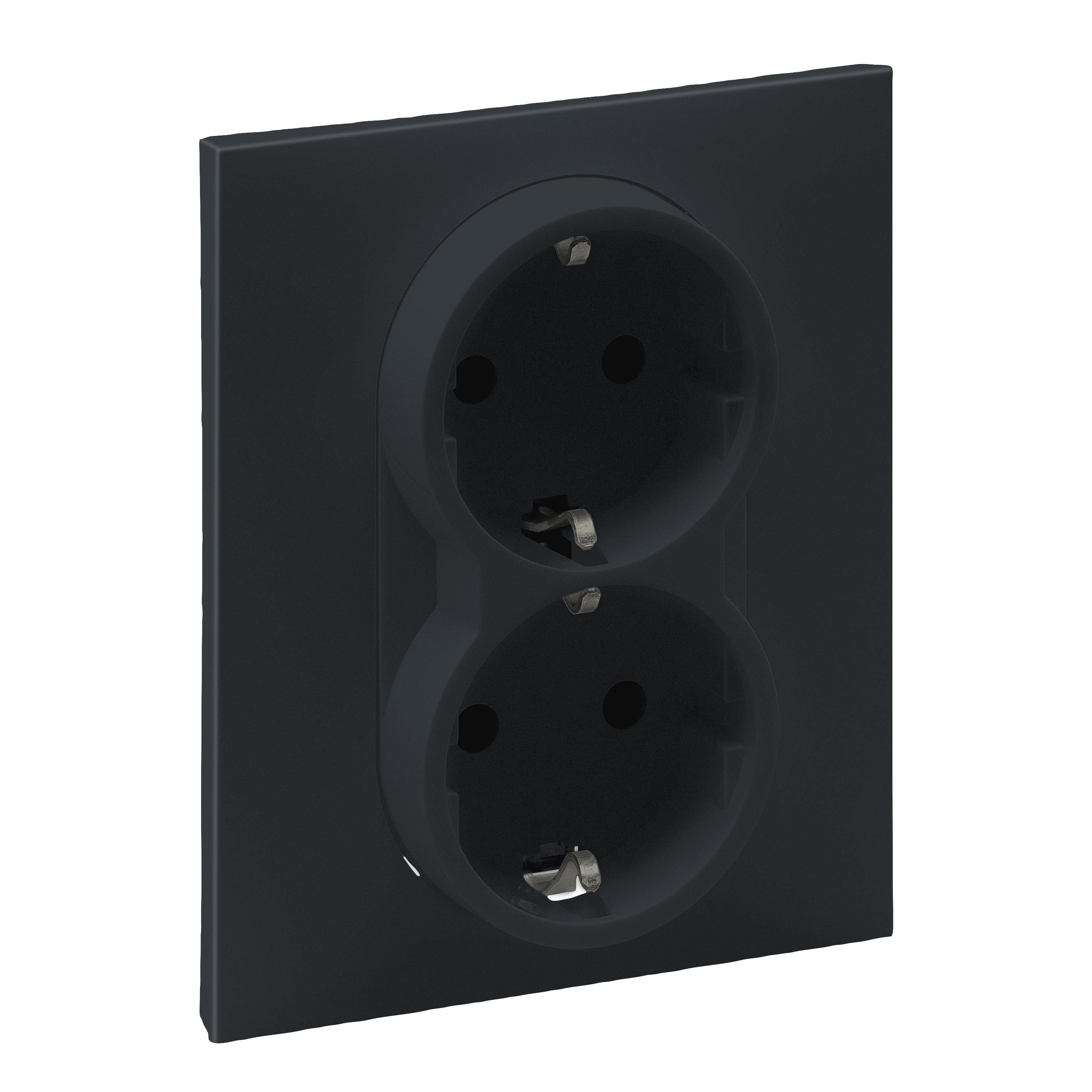 Legrand 765425 SEANO 2-fach Schutzkontakt-Steckdose, Steckklemmen, 16 A, 250 V,mit erhöhtem Berührungsschutz, anthrazit lackiert