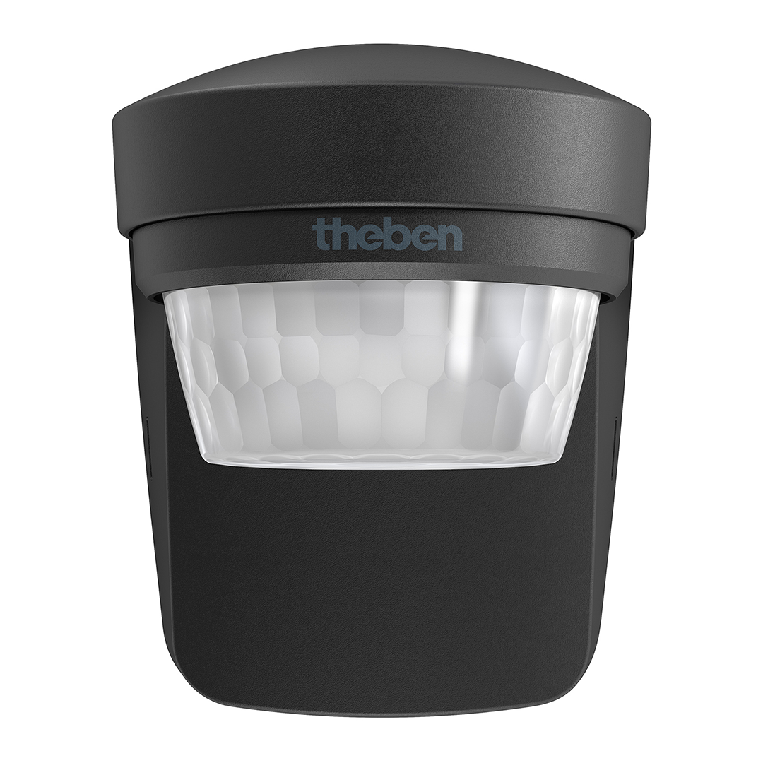 Theben 1010506 theLuxa S180 BK Bewegungsmelder 180° für Wandmontage, IP55, schwarz