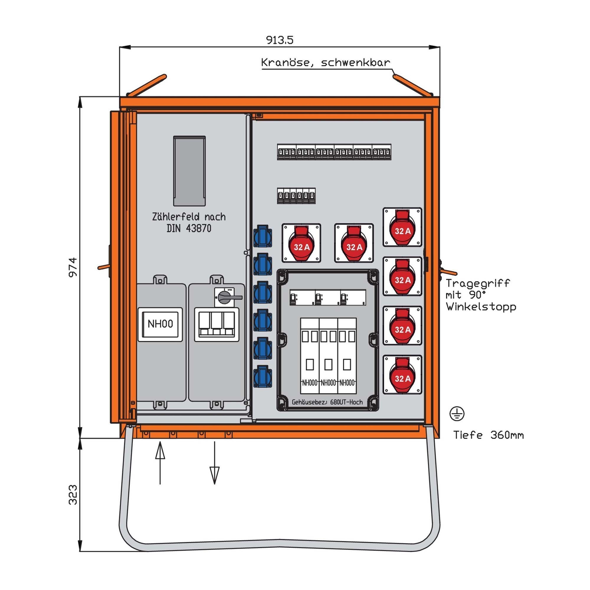 Walther Electric WAV0432CR1 Anschlussverteiler 69kVA für Container