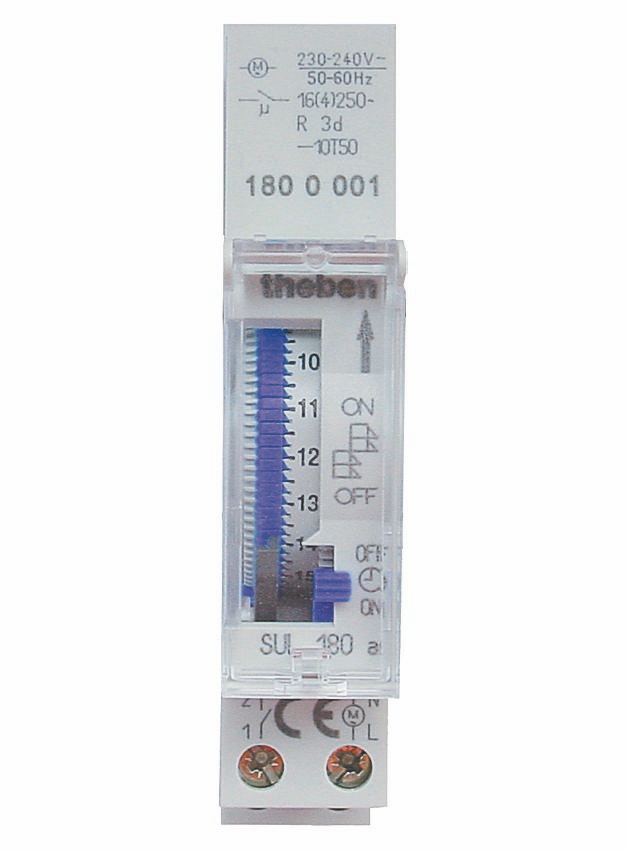Theben 1800001 SUL 180 a Reiheneinbau-Zeitschaltuhr 24 Std., Segmente, Gangreserve, 1 TE