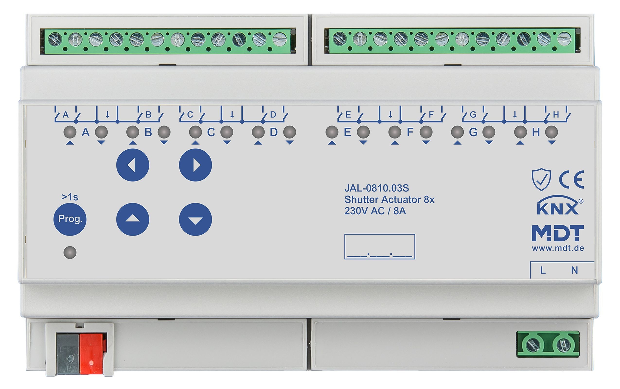 MDT JAL-0810.03S KNX Jalousieaktor 8-fach, 8TE REG, 8 A, 230 V AC