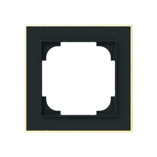 Busch-Jaeger 1721-453M Abdeckrahmen 1-fach mit Dekorring, Busch-art linear, schwarz matt / gold