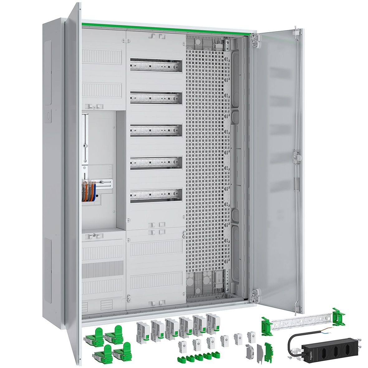 ABN ABNRS307Z0171 Zählerschrank 3Pkt, 1Z, 1V, 1APZ, HLAK/Kanal/Media, LexCom, IP44, SKII, 5-polig, BxHxT 800x1100x210 mm, weiß