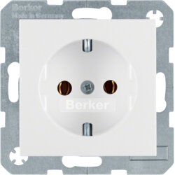 Berker 41438989 Schutzkontakt-Steckdose mit Schraub-Liftklemmen, S.1/B.3/B.7, polarweiß glänzend