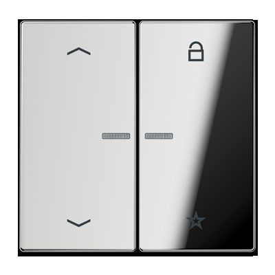 Jung FMGCR1701P eNet Taster Universal 1-fach, mit Pfeilsymbolen, Metall verchromt, Serie LS, glanzchrom