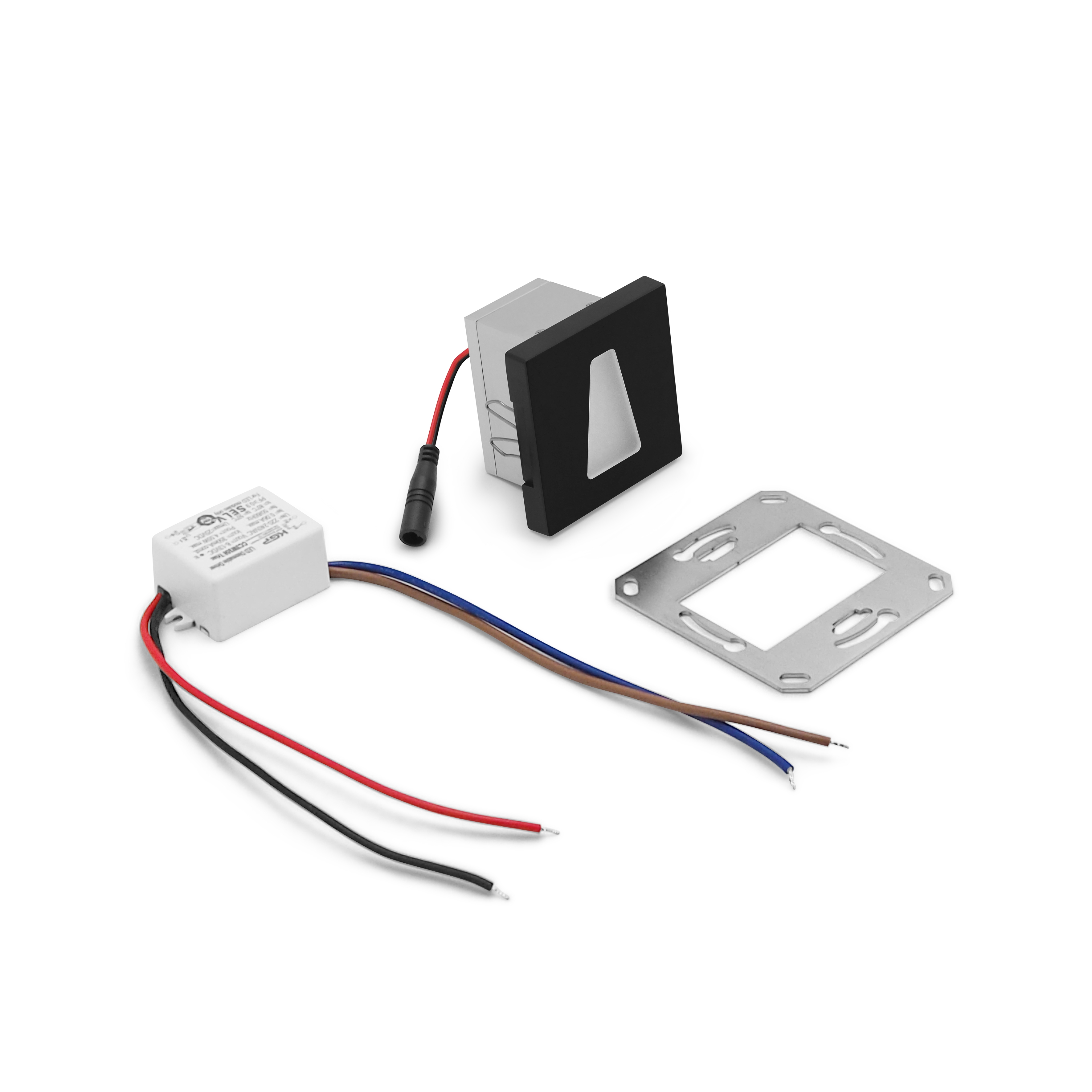 qles WET0403 Wandeinbauleuchte Trapez, für Merten System-M, beleuchtet/LED/warmweiß (3000k), Schwarz matt, IP44