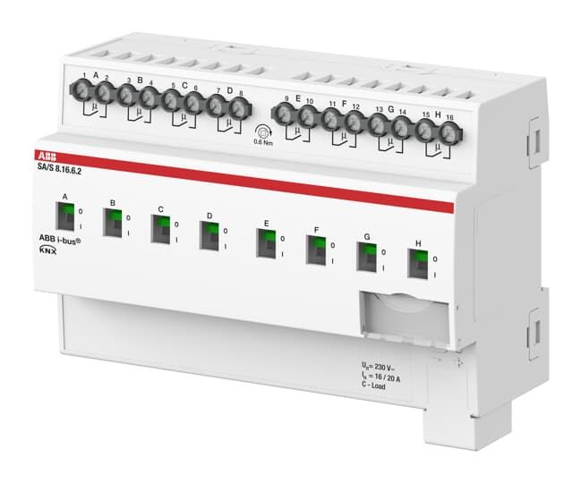 ABB SA/S8.16.6.2 Schaltaktor, 8-fach, 16 A, C-Last mit Energiefunktion, REG