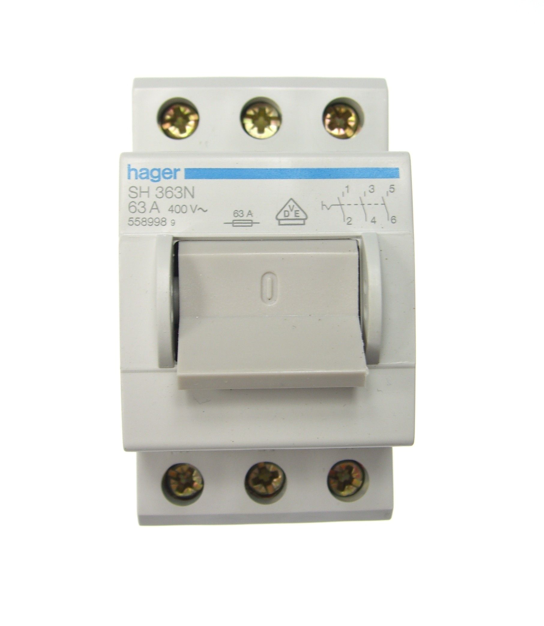 Hager SH363S Ausschalter 63 A, 3polig, Kompaktgehäuse, sperrbar