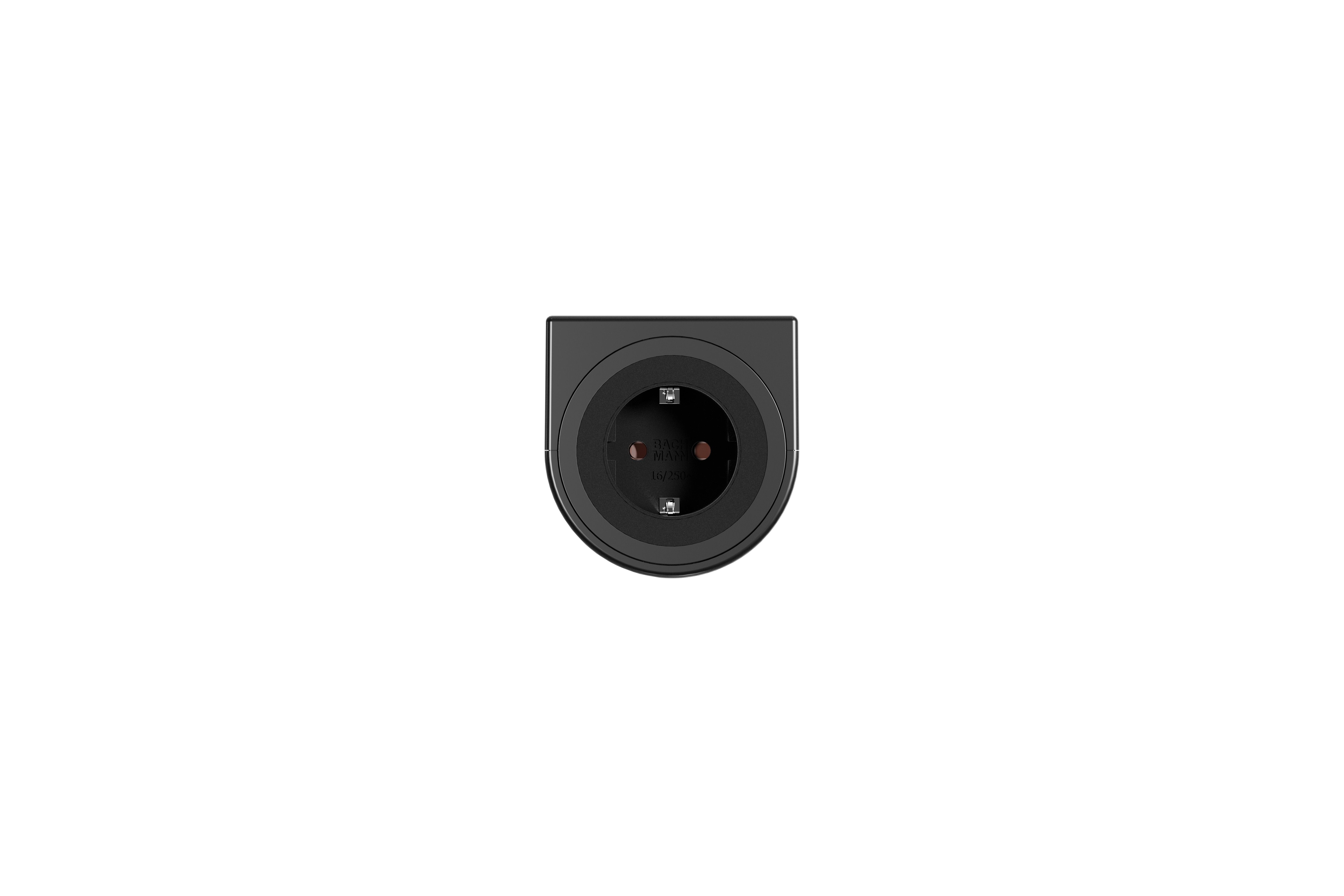 Bachmann BM0020082 Steckdoseneinheit PIX HOLDER 1-fach, 1x Schutzkontaktsteckdose, 2,0 m Aderendhülsen, beigelegter Montagestecker, schwarz